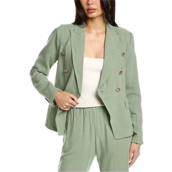 Walter Baker Phelps Linen-Blend Blazer Double Breasted in Sage Green Size XL NWT - Picture 2 of 14